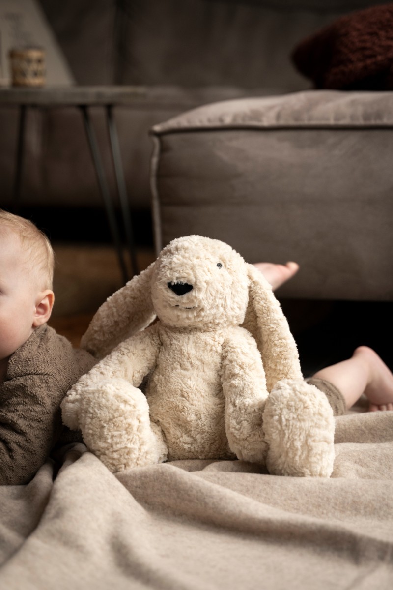 Pletený zajačik Bibi so senzorom plaču Warm Linen